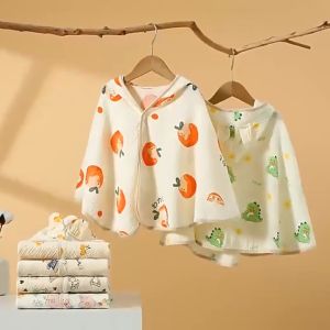 Soft Absorbent Baby Hooded Bath Towel Cartoon Gauze Cloak for Newborn Infant Kids