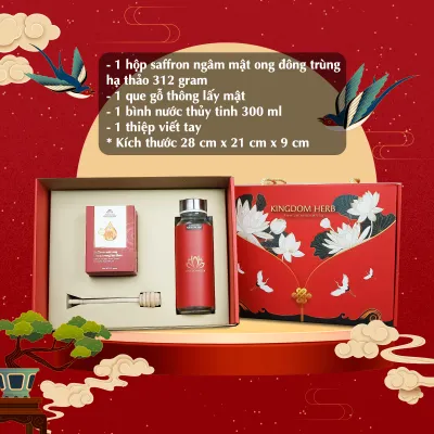 Bộ quà tặng set quà tặng sức khỏe saffron saffron mật ong đông trùng hạ thảo Kingdom Herb chính hãng thượng hạng