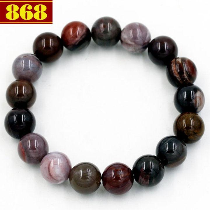 Chuỗi hạt đeo tay gỗ hóa thạch 12 ly 17 hạt - Vòng chuỗi đeo tay phong thủy