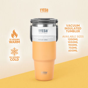 TYESO Original Multipurpose Tumbler 600ml-1200ml for Hot & Cold Vacuum Insulated Bottles Stainless with Straw & Handle