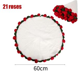 60/80/100cm Large Rose Bouquet Blanket Handmade Knitting Crocheting Stitch Blankets Roses Bouquet Throw for Valentines Day Gift