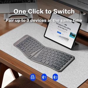 Ergonomic Foldable Bluetooth KeyboardSplit Compact Portable Keyboard for Business TravelFolding Rechargeable Wireless Keyboard