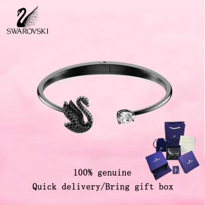 💎 Swarovski 💎 Womens fashion bracelet Ruthenium plated Swan black crystal gemstone M5688744 Swarovski Swan Bracelet Valentines Day gift Birthday gift