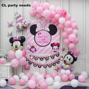 Minnie Mouse Birthday Party Balloon Set with Air Pump and Tape (49 pcs)