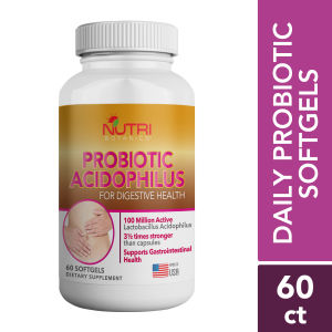 Nutri Botanics Probiotics Acidophilus Softgel - Daily Probiotic Supplement - Support Digestive and Immune Health - 60 Softgels