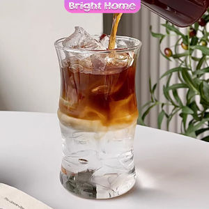 400ml ถ้วยกาแฟทรงไม้ไผ่ แก้วมินิมอล ถ้วยน้ำผลไม้สไตล์แฟชั่น Creative glass