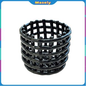 Masely Creative Plastic Desktop Storage Box Stationery Cosmetic Sundries Organizer Basket Black/White 1Pc