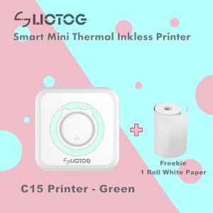 LIOTOG C15 Mini Thermal Printer for Student 1200mAh Rechargeable Mini Portable Thermal Receipt Printer 200dpi Photo Lable Printer with Free 1 Thermal Paper