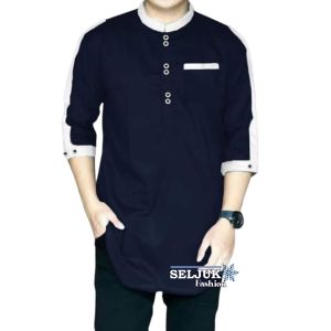 Baju Qurta Pakistan Koko Putih Modern Pria Terbaru Tangan 3/4 Katun Premium Best Quality