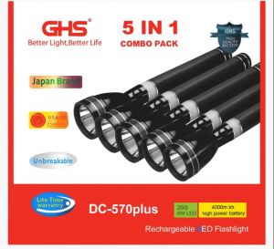 GHS DC570 Plus 5in1 Combo Rechargeable Long Range Japan LED Torch Light Original