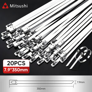 Mitsushi Stainless Steel Zip Ties 4.6*100mm 20pcs Locking Zip Ties Cable Strap Wire Cable Zip Ties