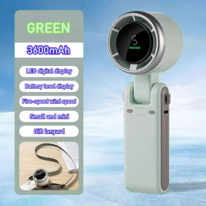 K801 refrigeration handheld fan with LED digital display foldable portable fan USB charging neck fan