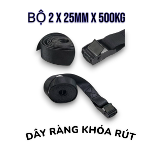 COMBO 2 Dây chằng hàng LASHINGVIET khóa Cambuckle rộng 25MMX250KG chiều dài tùy chọn 100% Polyester