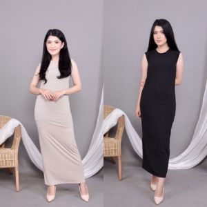 long dress korean wanita tali besar jumbo polos /long dress/dress polos/inner dress/inner dress panjang/dress span panjang polos/long dress wanita/long dress korea style hijab/dress hitam