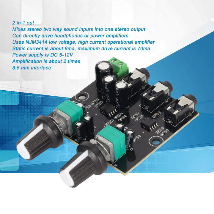Stereo Sound Mixing Board Module 2 Channel Input 2X Amplification Sound ...