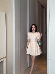 New Elegant Luxury Lace Summer Evening Dress Women Clothes Sweet Puff Sleeve Slim A-Line Short Party Club Prom Vestidos Fiesta