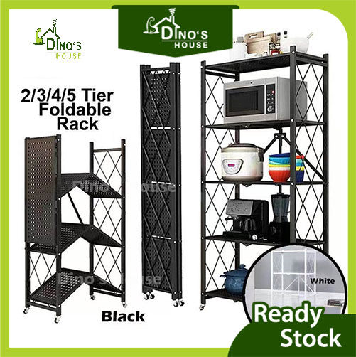 Portable Kitchen Rak Rak Dapur 5 Tier Foldable Kitchen Rack Stainless Steel Rack Storage Rak ...