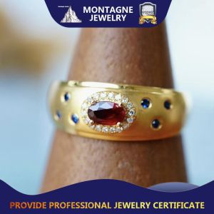 Montagne Jewelry 18K Pure White Gold Ring 18 pces Diamond Inset Fine Jewellery Natural Gem 0.4 Carat Ruby Ring