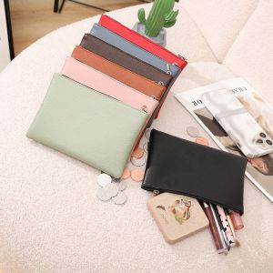 DYJKOUG Makeup Bag Lichee Pattern Coin Purse Korean Style Zipper Small Item Bag Simple Solid Color Cosmetic Storage Bag Women