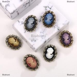 [COD] Biubiuni Cổ Điển Gothic Phong Cách Đầu Bức Tượng Cameo Trâm Rhinestone Trâm Cho Phụ Nữ
