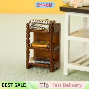 SHNGki 1:12 Dollhouse Miniature Bedside Stand Storage Rack Nightstand Furniture Bedroom Model Decor Toy Doll House Accessories