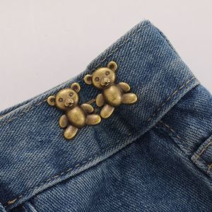 GENENIC Colorful Bear Pants Button Tightener Waist Buckle Button Clasps Jean Buttons for Loose Jeans Personality Adjustable Jean Fit Tighten Buckles