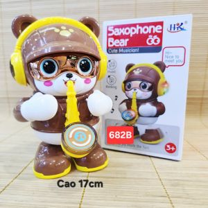 Đồ Chơi Cho Trẻ - Hộp Đồ Chơi Pin Chú Gấu Thổi Kèn Có Đèn Nhạc Dành Cho Bé 682B