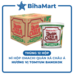 [THÙNG 12 HỘP] - MASAN - Mì hộp Omachi quán xá châu Á hương vị Tomyum Bangkok Hộp đồ ăn Omachi quán xá châu Á (96g/hộp)