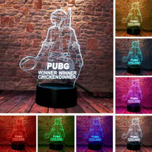 hot PUBG Figure 3D Illusion LED Nightlight 7 Colourful Change Flash Light Desk Lamp Game Model Toys