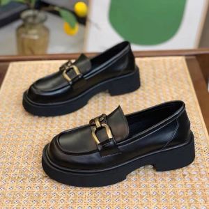 Free Shipping WomenS Loafers Soft-Soled Leather Shoes 2026 Autumn Collection Stylish And Elegant Black Slip-On Shoes Comfortable Flats