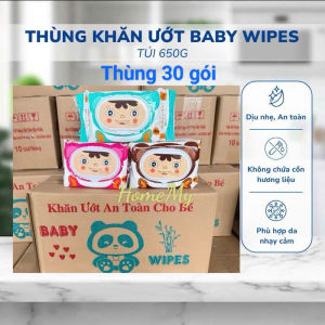 {Giá sỉ} Thùng 30 gói khăn giấy ướt BABY WIPES 650grs không mùi nhiều màu sắc