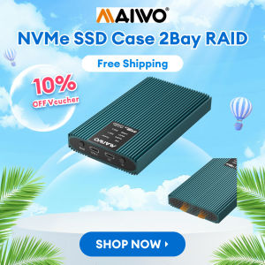 MAIWO NVMe Enclosure 2Bay RAID HDD Enclosure External Dual Bay NVMe SSD Case Type C 20Gbps max forM.2 SSD 2230 22602280 with Hardware RAID 0/1/Large/JBOD Aluminum M2 Case ToolFree