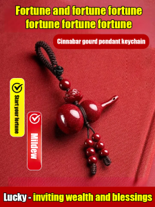 Cinnabar Gourd Pendant Keychain Lotus Design Unique Home Car Decor Cinnabar Keychain Gourd Pendant Lotus Keychain