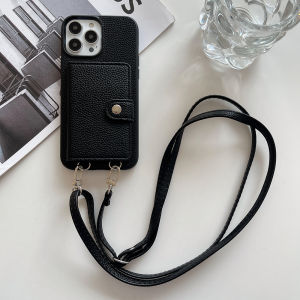For iPhone 17 Pro Max 16 Pro Max 15 Pro Max iPhone 14 pro max iPhone 13 Pro Max iPhone 11 Pro iPhone 12 Pro XR XS Max X 8 7 Plus SE 2022 With Crossbody Soft Lanyard Strap Card Holder Luxury Leather Wallet Mobile Case