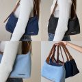 chuuchop(C8316)Wendy bag กระเป๋าสะพายข้างสไตล์คลาสสิค หนังกลับและยีนส์. 