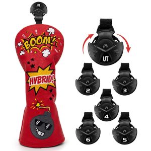 Golf Club Headcovers Red Premium Leather Golf Wood Head Covers Set Golf Club Headcovers for Driver Fairway Hybrid