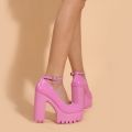 Pink Chunky Heeled Ankle Strap Pumps Sweet Platform Square Heel Woman High Heels Pumps Platform Shoes 2022 Spring Woman Shoes. 