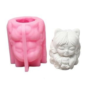 Nine Tailed Foxes Girl Shaped Decoration Mold Silicone Ornament Making Mould Gypsum Adorment Mould Crafting Tool