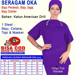Seragam Jaga Perawat Lengan Pendek / Baju OK / Scrub Medis / Seragam Oka / Seragam Perawat Bidan