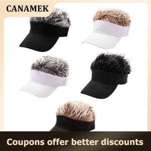 【 CANAMEK 】 Casual Concise Men Women Sun Shade Adjustable Sun Visor Baseball Cap With Spiky Hairs Wig Spiked Wigs Baseball Hat