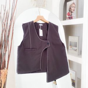 Loura Vest Top Atasan Kemeja Rompi Wanita Remaja Basic Casual Daily Korean Style Matt Linen Premium OOTD Fashion Terlaris