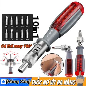 Tua vít vạn năng tua vít đa năng trợ lực 180 độ hàng nhật + 10 đầu vít chuyên dụng