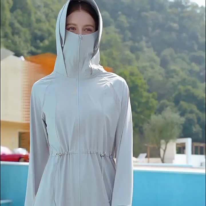 Mid length sun protection clothing for women in summer 2024 thin neck protection cardigan sun protection clothing UV protection high aesthetic value ultra-light and thin