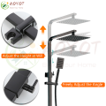 KOYOT 304 Stainless Steel Matte Black Bathroom Hot and Cold Square Shower Set with Rainfall Shower Head High Pressure Toilet Bidet Sprayer Storage Shelf Telephone Shower Head Four Way Wall Mounted Height adjustable 360 ° rotation Cold and Hot Water. 