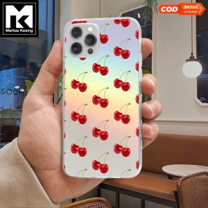 Case Hologram iPhone X XR 7+ 8+ 11 12 13 13 Pro 15 14 Pro Max 15 Pro Max Motif ( BUAH ) Softcase Hologram Bening Tebal - Clear Case 2MM - Sofkes Hp - Kesing Lucu - Casing Viral