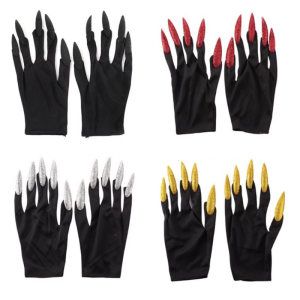 Horrible Wolf Claw Gloves for Kids Halloween Clown Theme Parties Dark Fingernails Claw Gloves Nails with Glitter