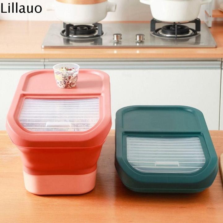 LILLAUO Plastic Food Storage Container with Measuring Cup with Lid