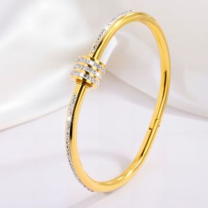 KS Vòng tay thép Titan Nữ Vòng Tay Gypsophila thời trang Kim Cương Tròn Vòng đeo tay đôi