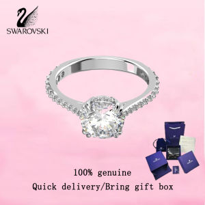 💎 Swarovski 💎 Womens fashion Ring Round cut Pave White diamonds S925 sterling silver M5642619 Constella statement ring Valentines Day gift Birthday gift