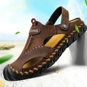 Genuine Leather Mens Sandals Soft Comfor Slippers Men Summer Outdoor Beach Shoes designer High Quality Men sandalias20262026